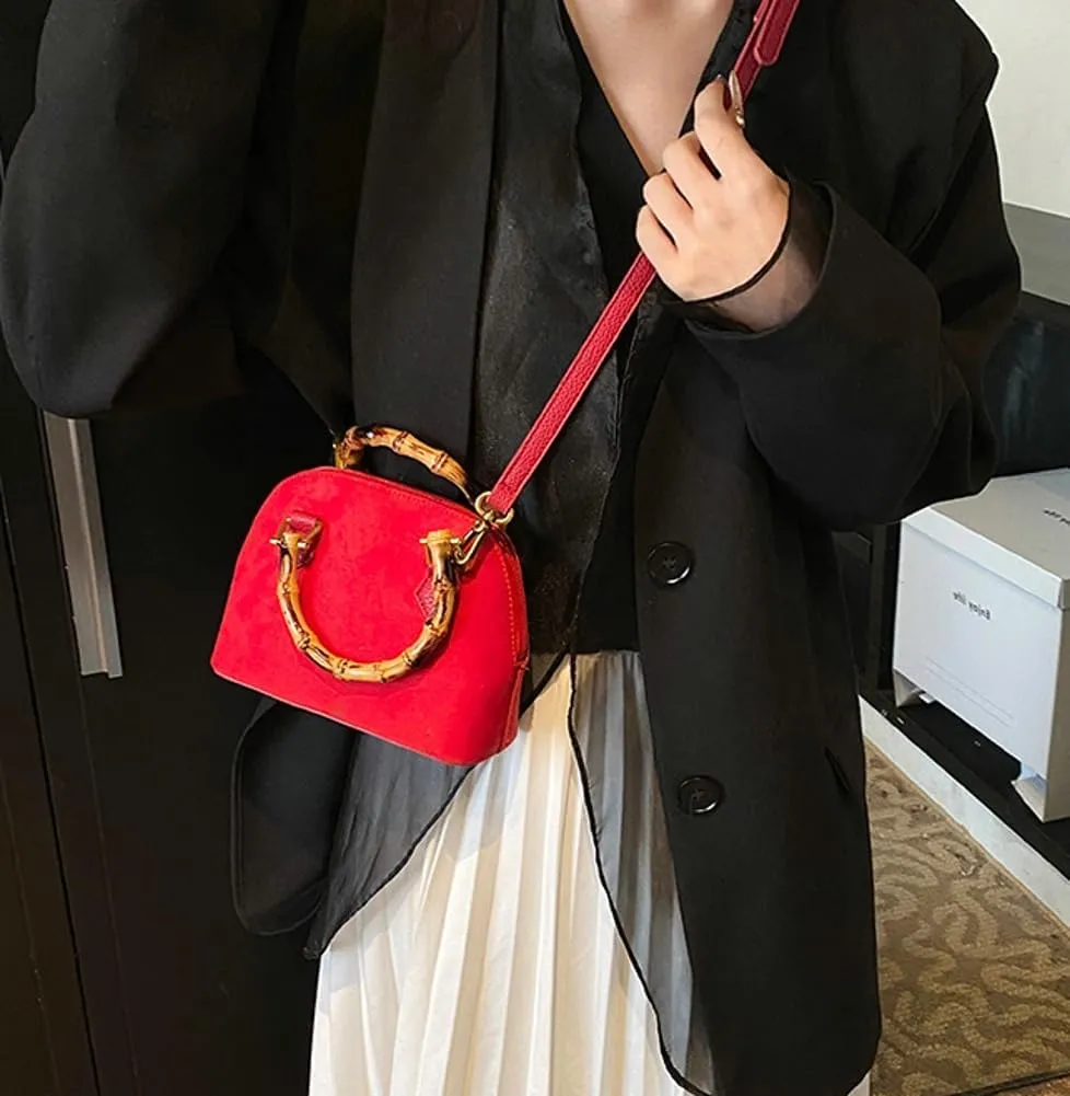 Crossbody Bags Handbags Women 2025 Trendy Spring Bamboo Handle Purse Suede Shoulder Bags Satchel Tote Holiday Travel