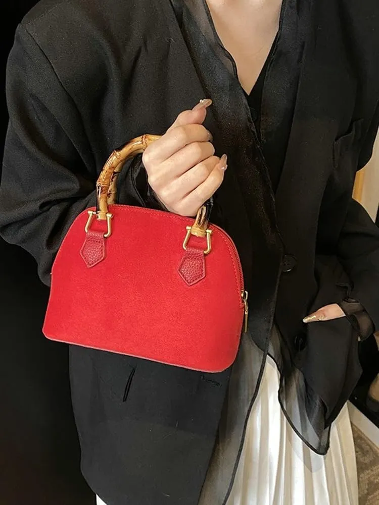 Crossbody Bags Handbags Women 2025 Trendy Spring Bamboo Handle Purse Suede Shoulder Bags Satchel Tote Holiday Travel
