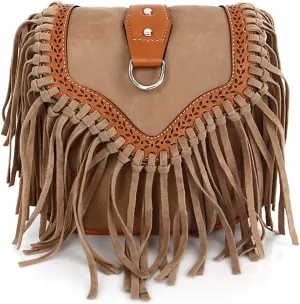 Crossbody Purse for Women Boho Bag with Tassel Vintage Hobo Bag Suede Fringe Bohemian Shoulder Handbag for Travel