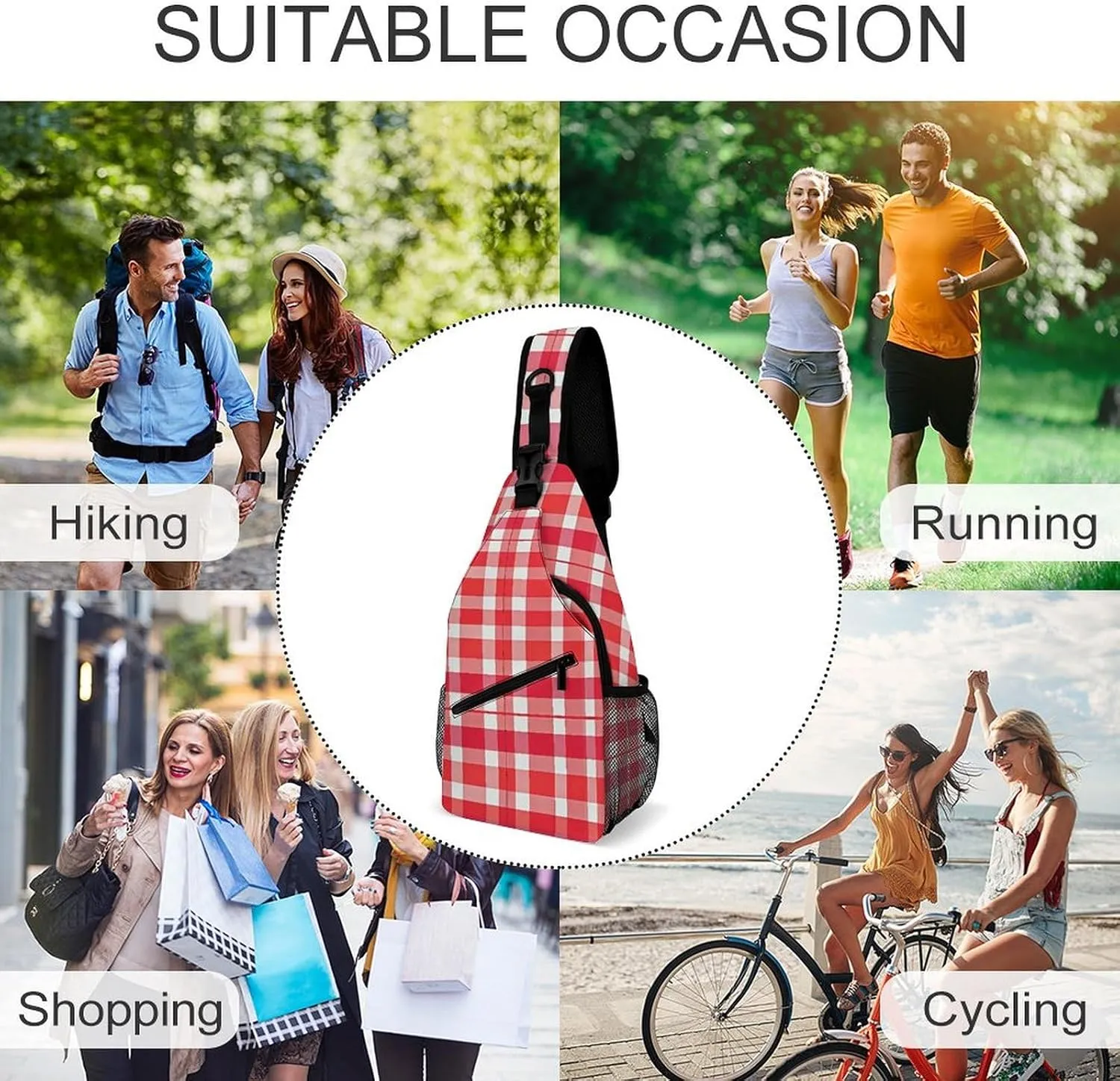 Crossbody Sling Bag Father Christmas Backpack Sling Bag Travel Hiking Chest Bag Shoulder Bag Daypack