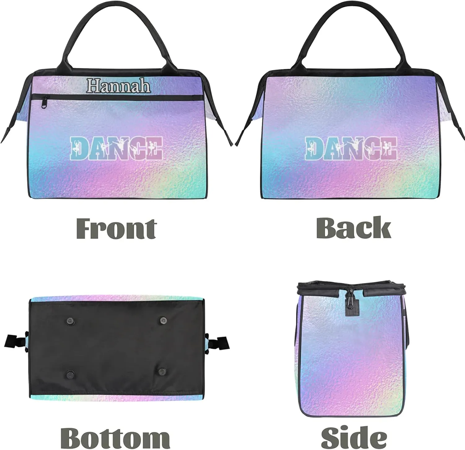 Custom Dance Duffel Bag with Name Personalized Sport Gym Bags Waterproof Customized Travel Duffel Bags Overnight Weekender Carry-On Tote 15.2in, Gradient Blue Purple
