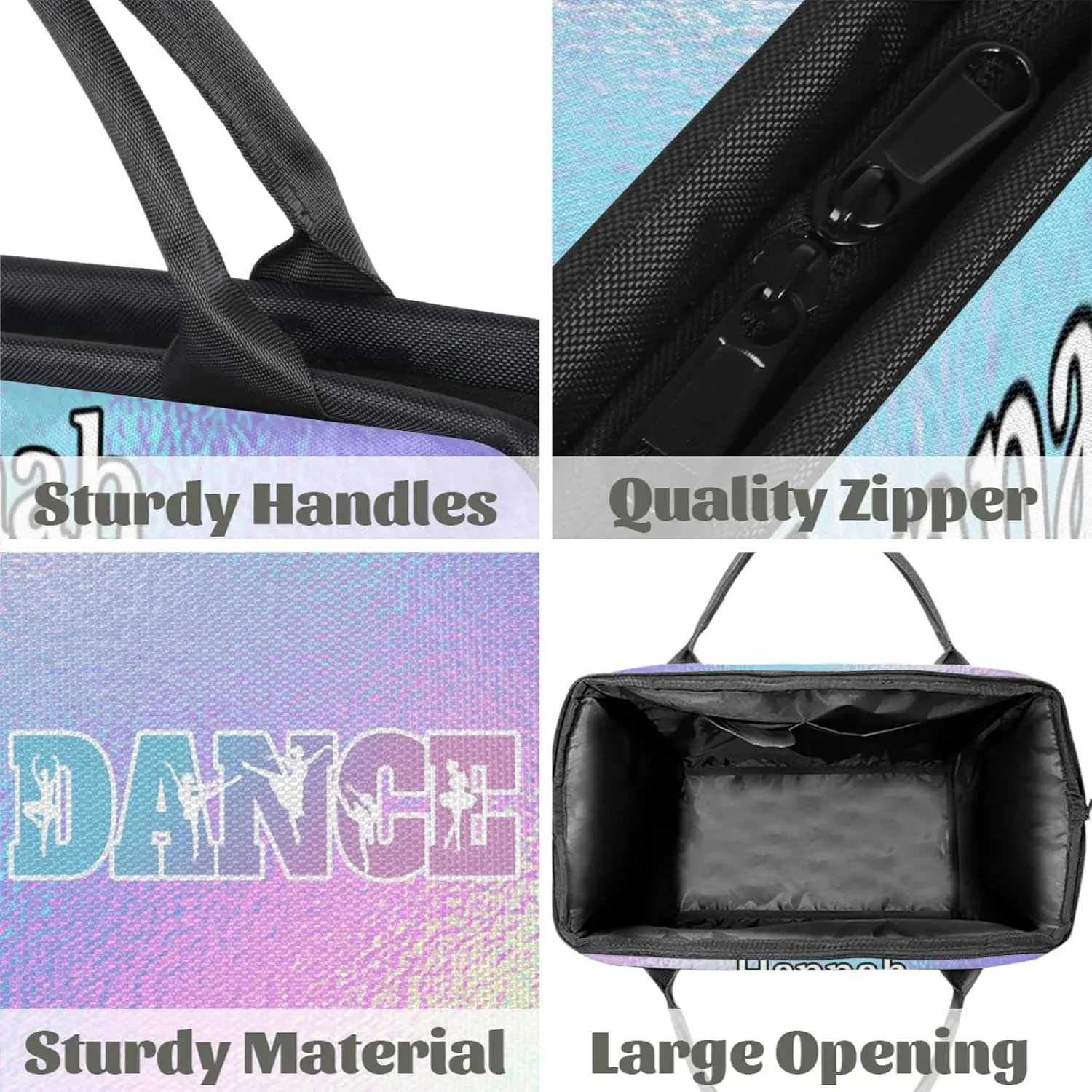 Custom Dance Duffel Bag with Name Personalized Sport Gym Bags Waterproof Customized Travel Duffel Bags Overnight Weekender Carry-On Tote 15.2in, Gradient Blue Purple