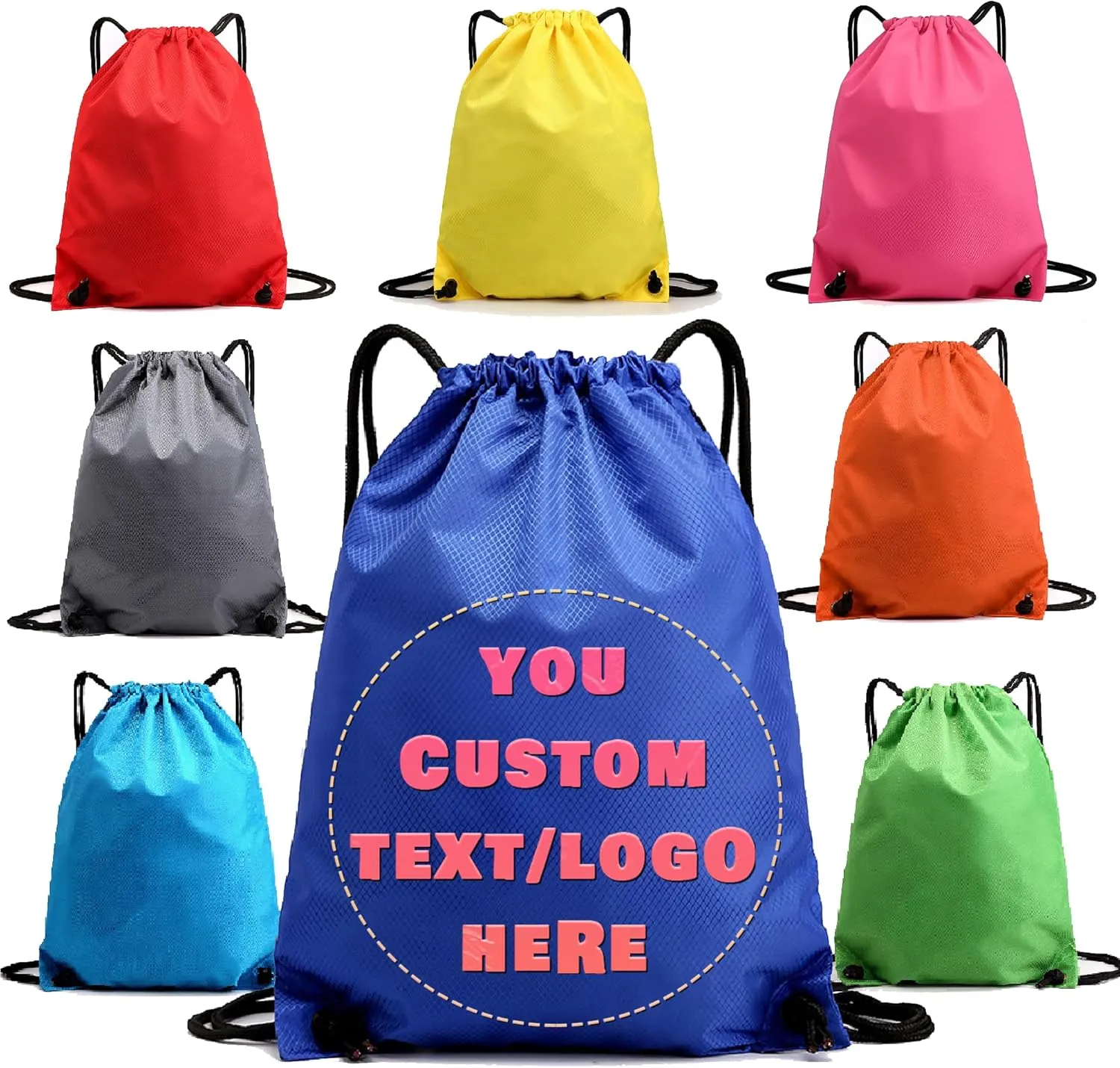 Custom Drawstring Backpacks with Custom Logos, Personalized Bulk Bags for Men,Women for Gym, Camping, Beach (water-resistant diamond plaid)