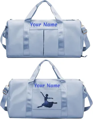 Custom embroidered sports bag, personalized gym bag, (with wet and dry pockets and shoe compartment) weekend travel duffel bag with shoulder strap, gift for travel and sports lovers
