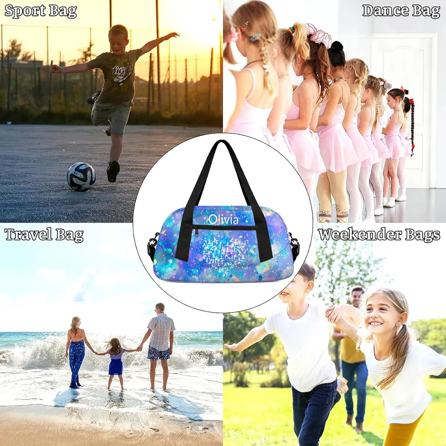 Custom Gymnastics Duffel Bag Personalized Name Dance Ballet Bags Waterproof Customized