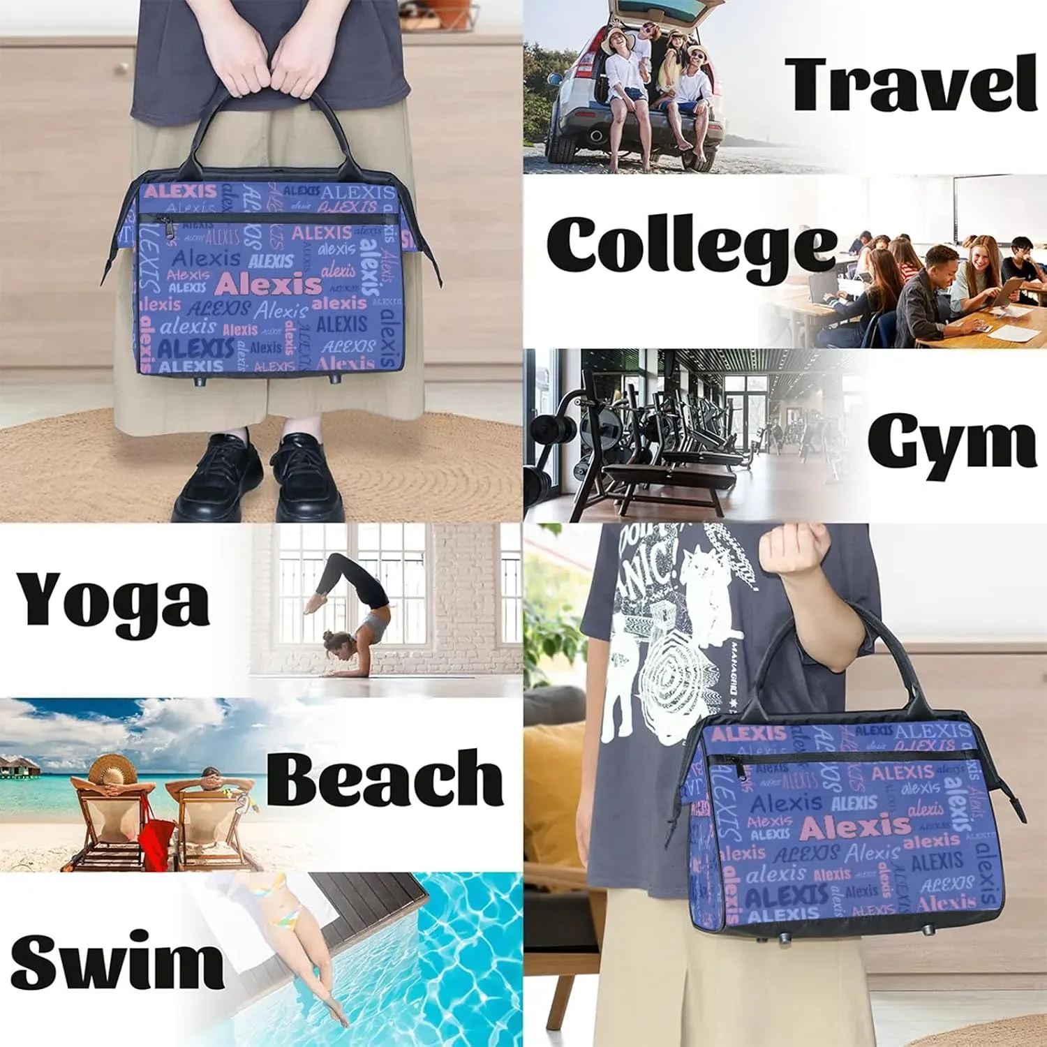 Custom Gymnastics Duffel Bag Personalized Name Dance Ballet Bags Waterproof
