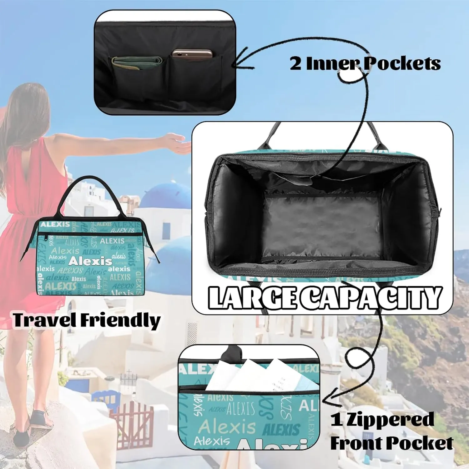 Custom Gymnastics Duffel Bag Personalized Name Dance Ballet Bags Waterproof