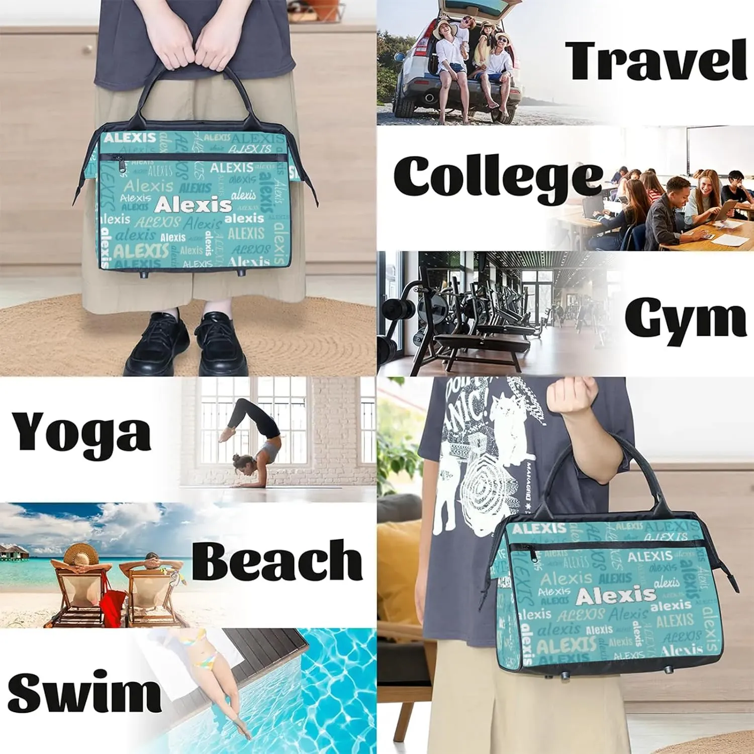 Custom Gymnastics Duffel Bag Personalized Name Dance Ballet Bags Waterproof