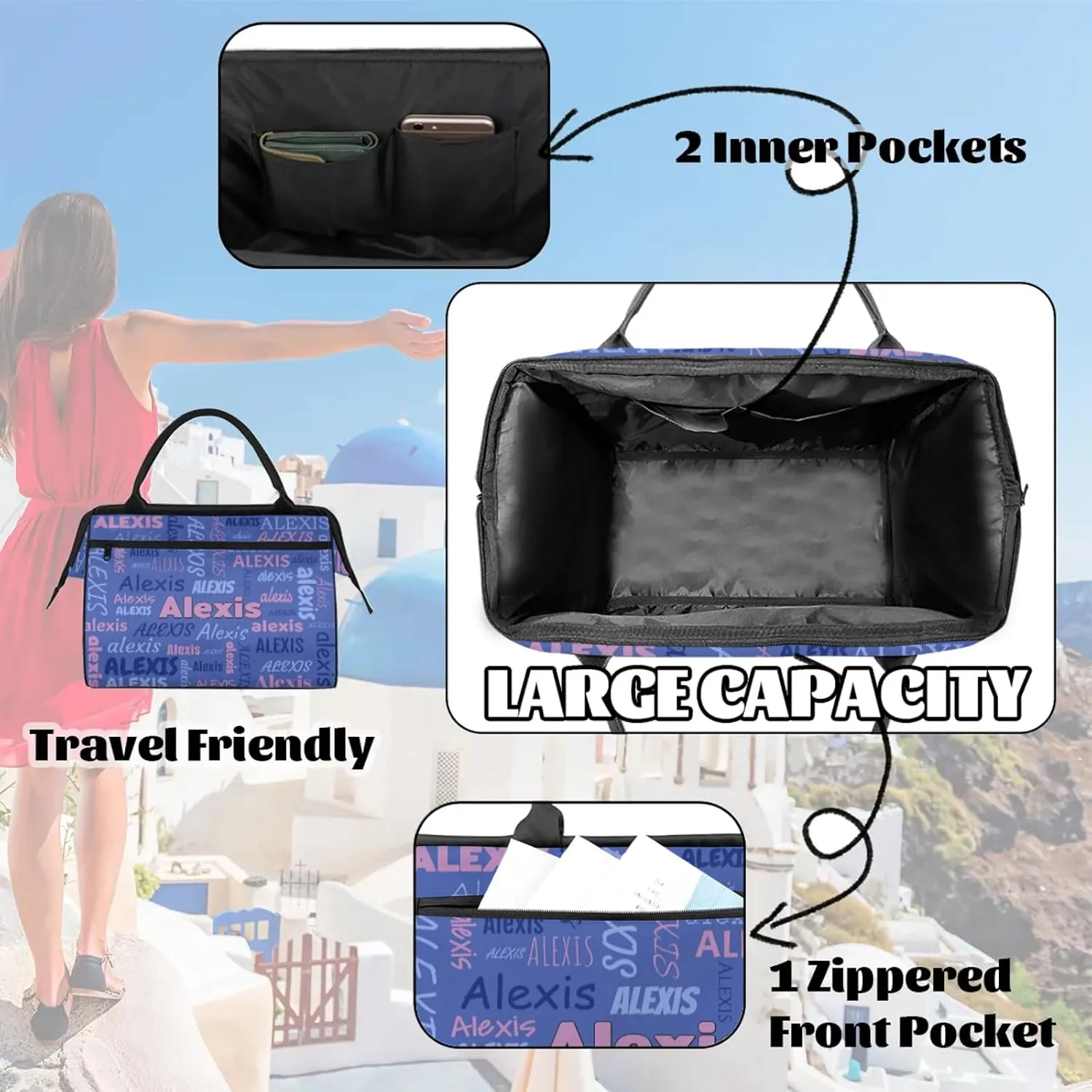 Custom Gymnastics Duffel Bag Personalized Name Dance Ballet Bags Waterproof