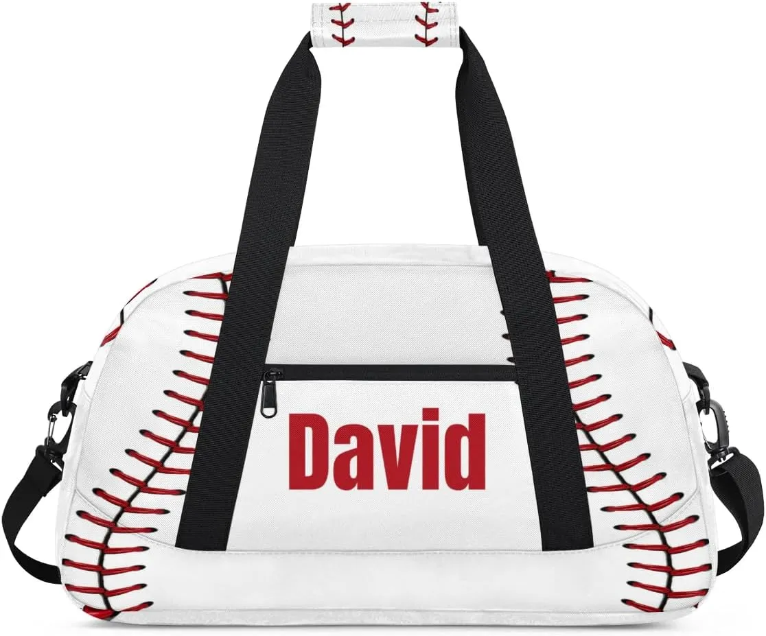 Custom Kids Duffel Bag Sport Gym Bag, Personalized Carry On Weekender Bag Travel Bag Gift for Girl Boys Baseball Lace