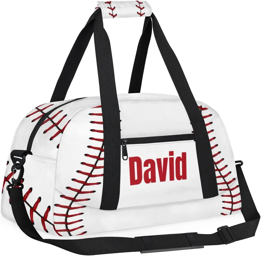 Custom Kids Duffel Bag Sport Gym Bag, Personalized Carry On Weekender Bag Travel Bag Gift for Girl Boys Baseball Lace