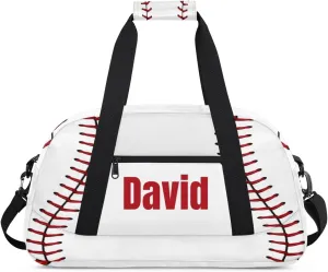 Custom Kids Duffel Bag Sport Gym Bag, Personalized Carry On Weekender Bag Travel Bag Gift for Girl Boys Baseball Lace