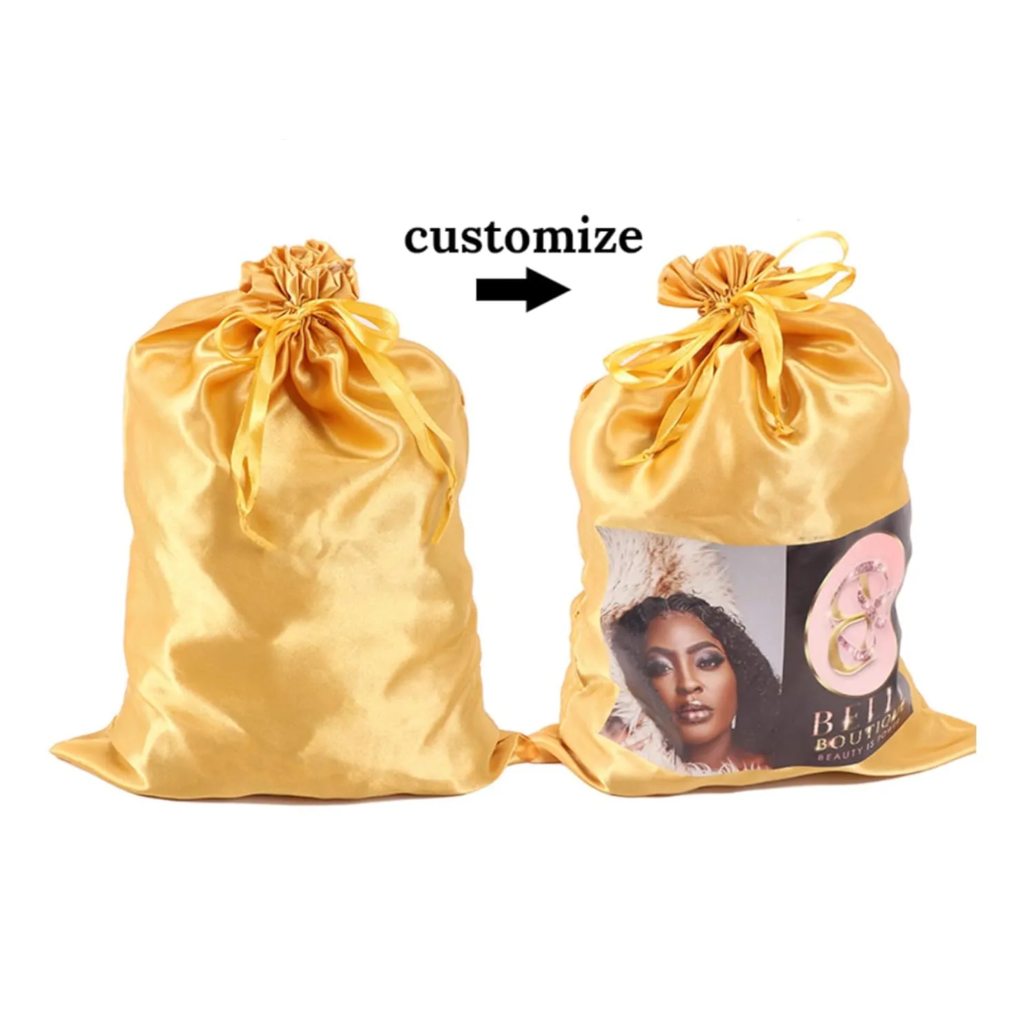 Custom Printed Wig Storage Bags - 20Pcs/Lot, Purple, Drawstring Satin Hair Pouches for Hair Bundles, Lace Wigs & Headbands, Personalized Logo Gift for Cosmetics & Accessories (20Pcs/Lot, Purple)