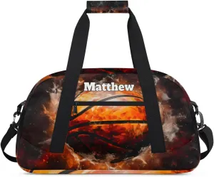 Custom Sports Basketball Bag for Boys, Personalized Sports Gym Duffel Tote Workout Bag Named Rank Travel Overnight Training Bag