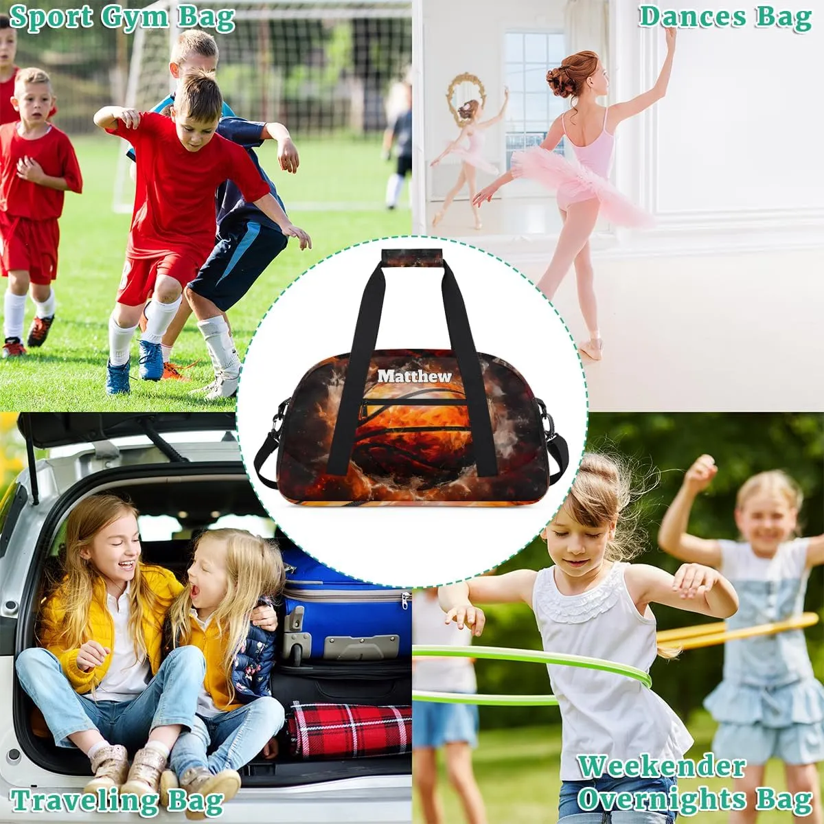 Custom Sports Basketball Bag for Boys, Personalized Sports Gym Duffel Tote Workout Bag Named Rank Travel Overnight Training Bag