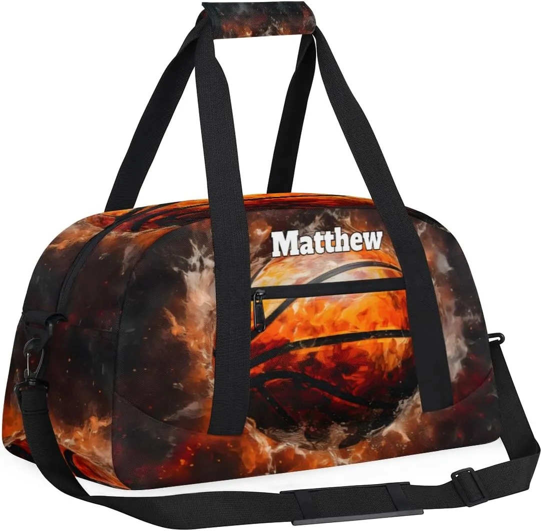Custom Sports Basketball Bag for Boys, Personalized Sports Gym Duffel Tote Workout Bag Named Rank Travel Overnight Training Bag