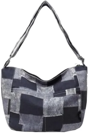 Cute Denim Crossbody Bag for Women, Aesthetic Shoulder Handbags Casual Grunge Y2K Bag Fashion for Women Ladie Trendy (black)