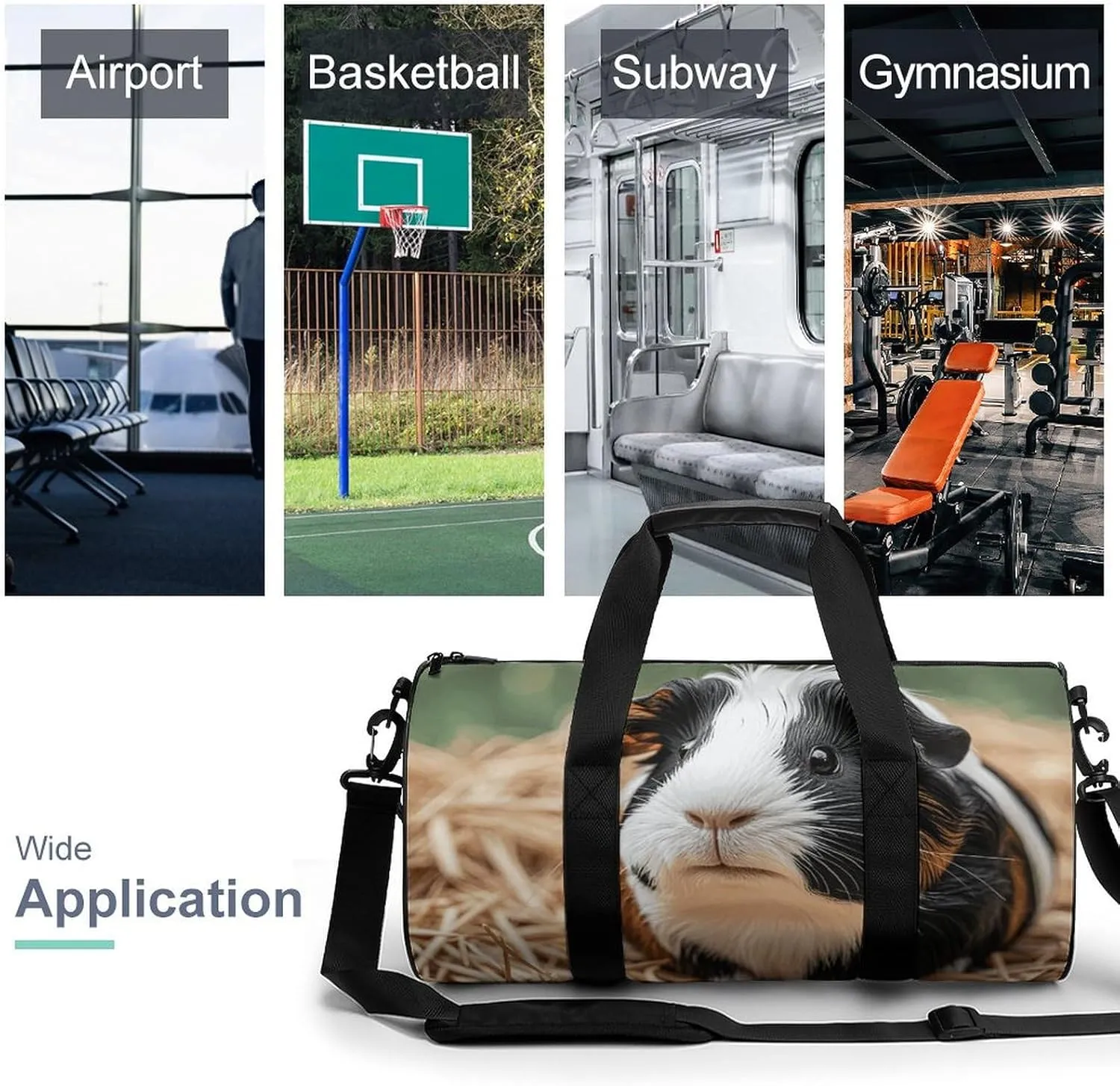 Cute Guinea Pigs Gym Bag Small Travel Duffle Bag with Compartment Carry On Weekender Bag for Women Men
