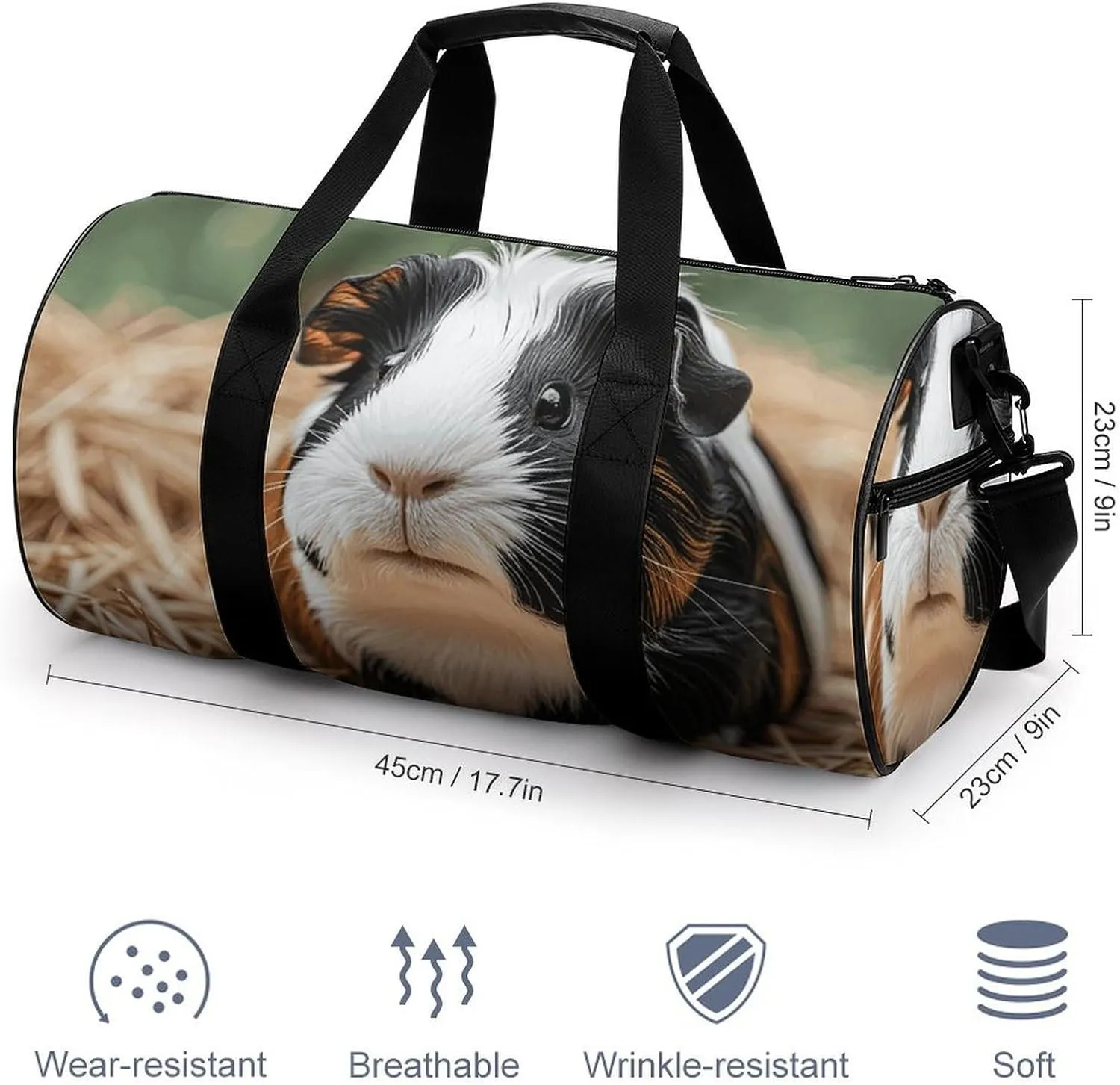 Cute Guinea Pigs Gym Bag Small Travel Duffle Bag with Compartment Carry On Weekender Bag for Women Men