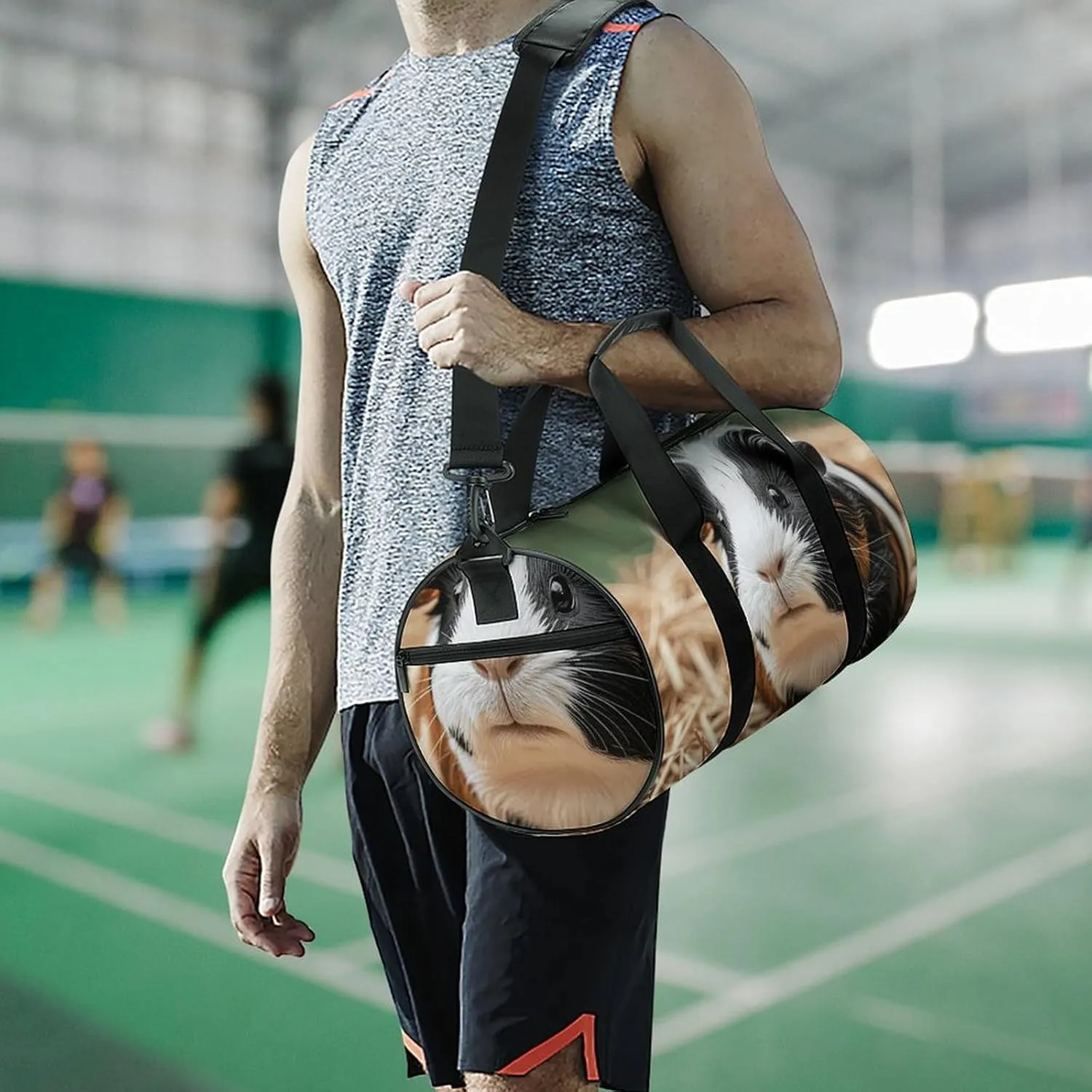 Cute Guinea Pigs Gym Bag Small Travel Duffle Bag with Compartment Carry On Weekender Bag for Women Men