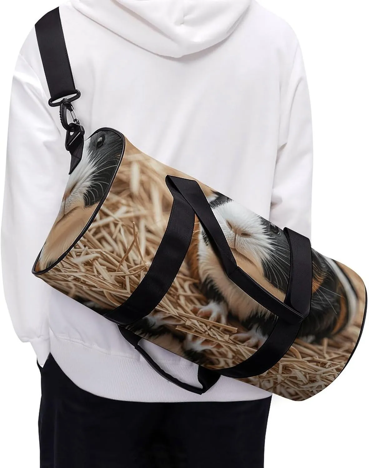 Cute Guinea Pigs Gym Bag Small Travel Duffle Bag with Compartment Carry On Weekender Bag for Women Men