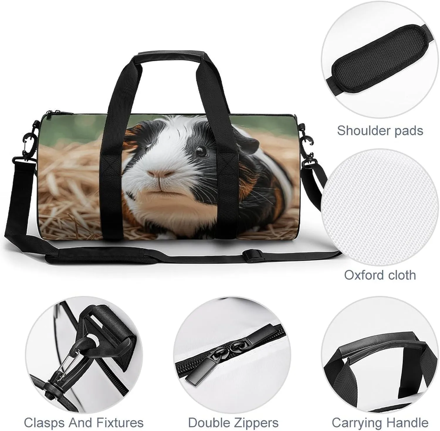 Cute Guinea Pigs Gym Bag Small Travel Duffle Bag with Compartment Carry On Weekender Bag for Women Men