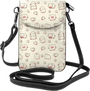 Cute Pig Sheep Cow Rabbit Small Crossbody Bags for Women Travel Cell Phone Pouch PU Leather Cross Body Bag Adjustable Shoulder Strap Phone Purses Lightweight Wallet Purse with Credit Card Slots