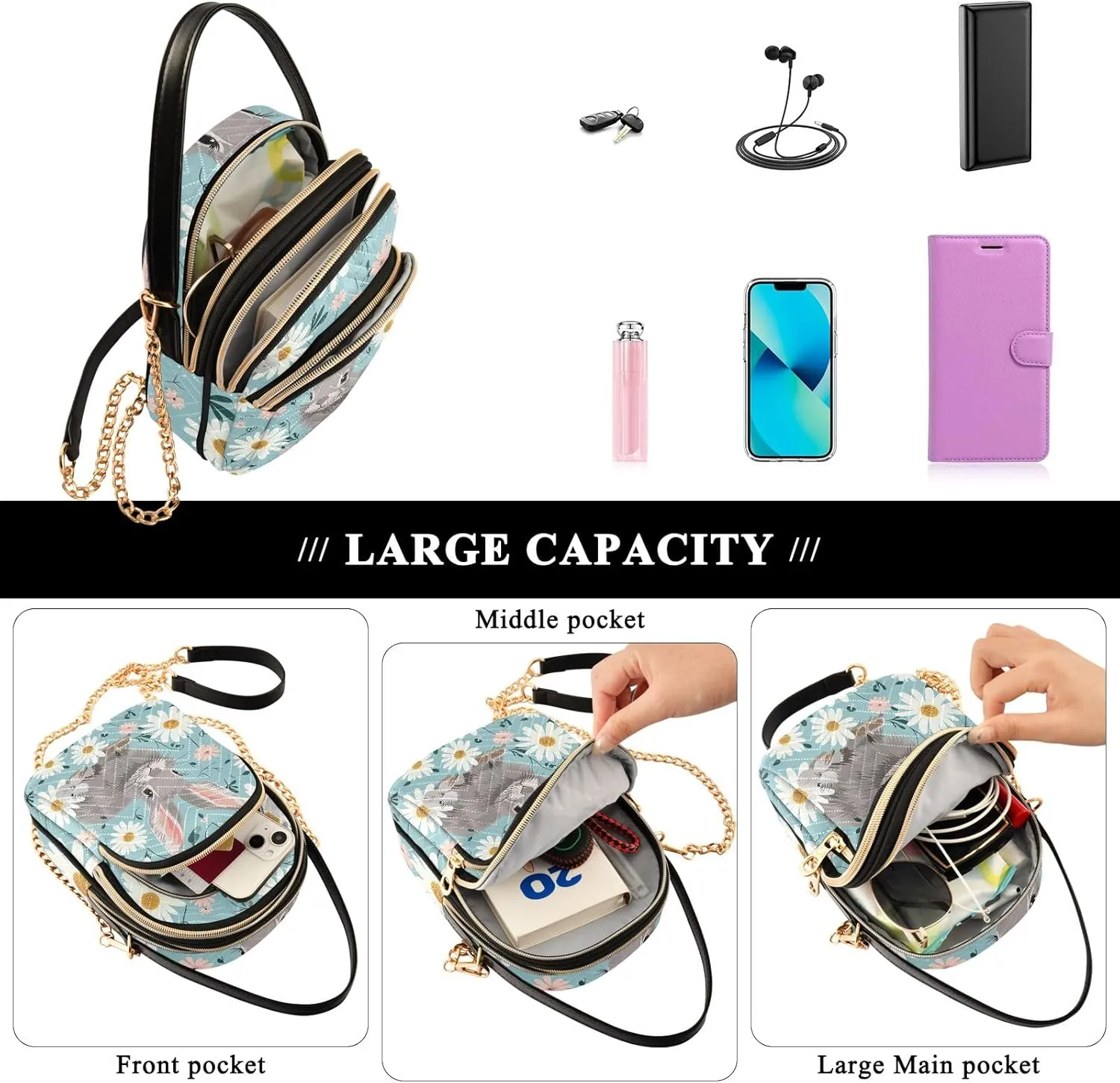 Cute Women's Crossbody Handbags Purse with Chain