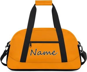 Dark Orange Custom Gym Bag for Women Men, Personalized Duffel Bag with Name, Small Sports Gym Bag Travel Duffle Bag Weekender Carry On Overnight Bags