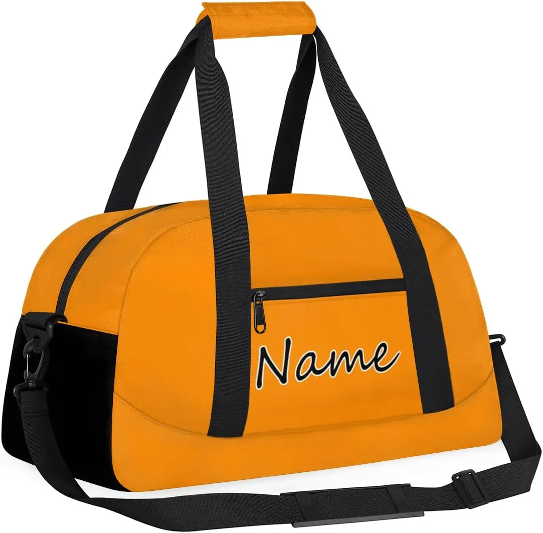 Dark Orange Custom Gym Bag for Women Men, Personalized Duffel Bag with Name, Small Sports Gym Bag Travel Duffle Bag Weekender Carry On Overnight Bags