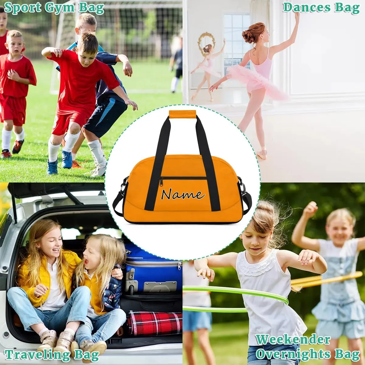 Dark Orange Custom Gym Bag for Women Men, Personalized Duffel Bag with Name, Small Sports Gym Bag Travel Duffle Bag Weekender Carry On Overnight Bags