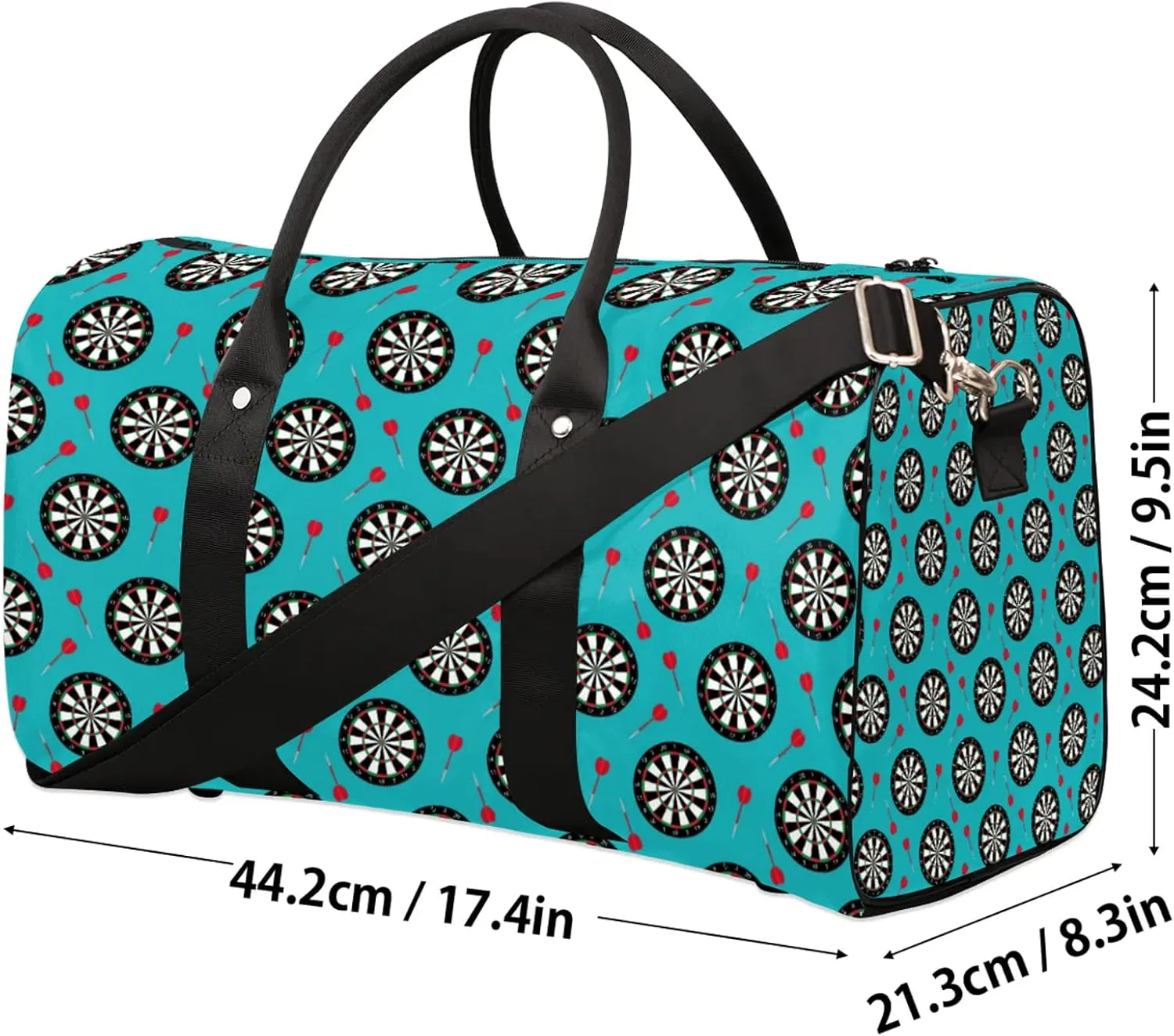Dart Board Travel Duffle Bag, Weekender Bags for Women Men Light Blue Carry on Overnight Bag Waterproof Gym Bags, Hospital Bag for Labor and Delivery