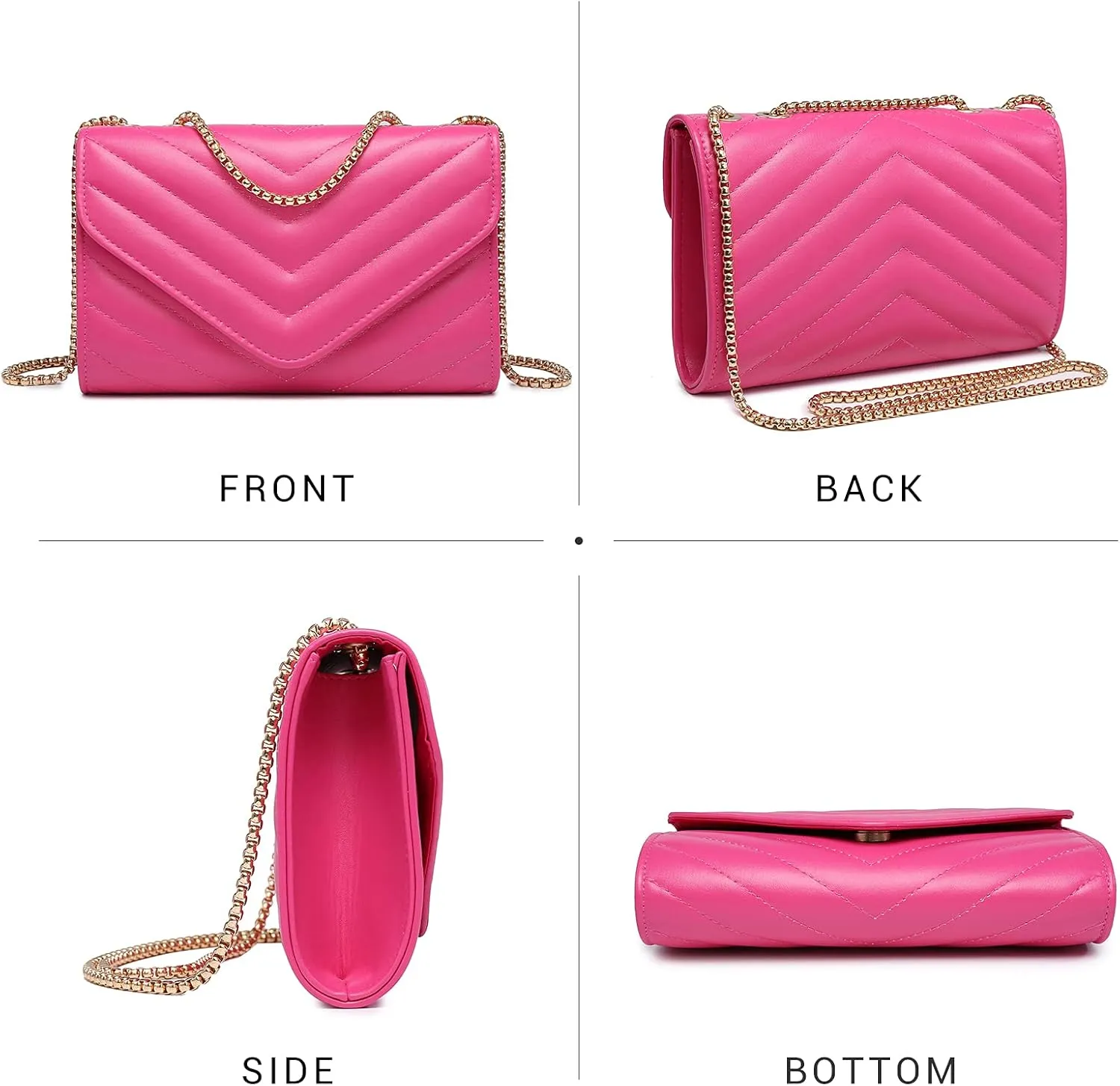 Dasein Women Small Quilted Crossbody Bags Stylish Designer Evening Bag Clutch Purses and Handbags with Chain Shoulder Strap