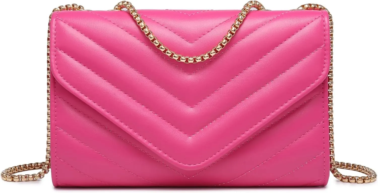 Dasein Women Small Quilted Crossbody Bags Stylish Designer Evening Bag Clutch Purses and Handbags with Chain Shoulder Strap