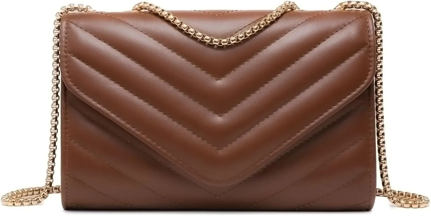 Dasein Women Small Quilted Crossbody Bags Stylish Designer Evening Bag Clutch Purses and Handbags with Chain Shoulder Strap