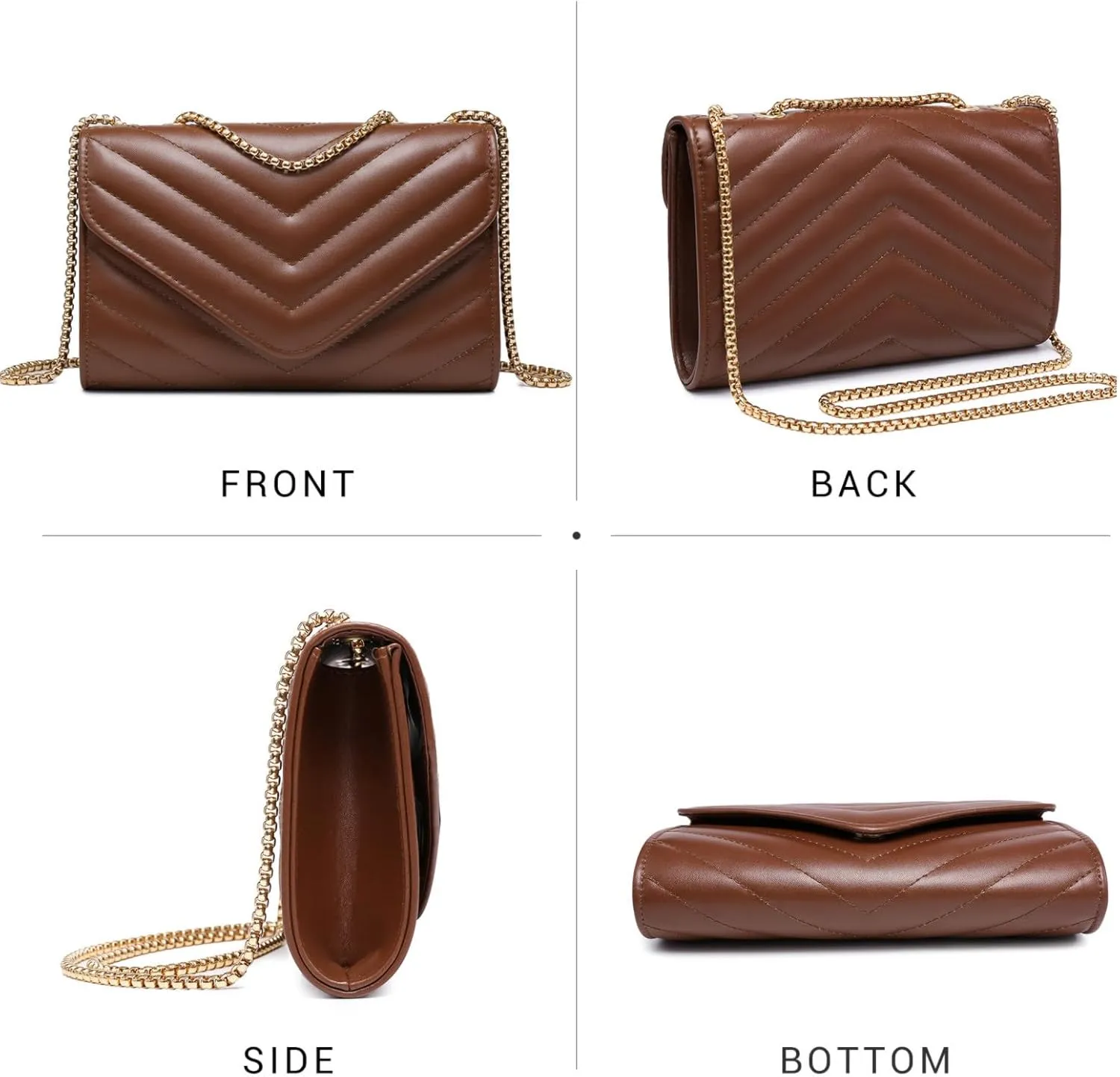 Dasein Women Small Quilted Crossbody Bags Stylish Designer Evening Bag Clutch Purses and Handbags with Chain Shoulder Strap