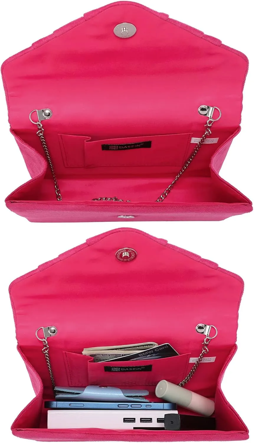 Dasein Women's Evening Bag Pleated Envelope Clutch Handbag Wedding Party Bridal Purse