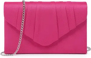 Dasein Women's Evening Bag Pleated Envelope Clutch Handbag Wedding Party Bridal Purse
