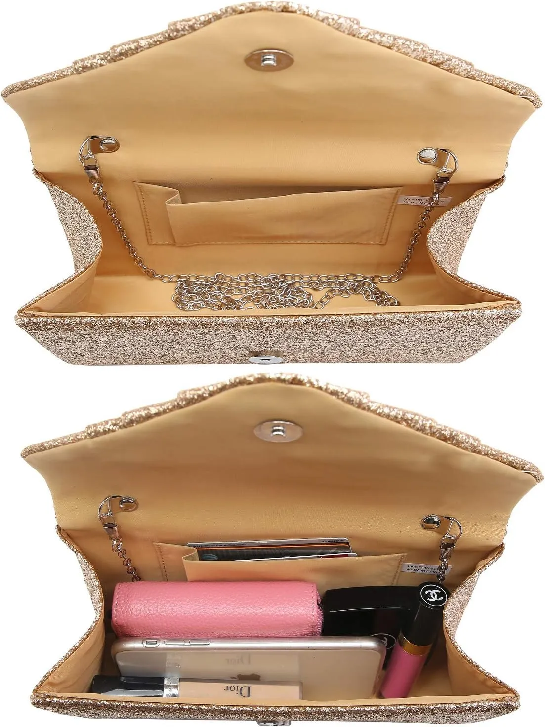Dasein Women's Evening Bag Pleated Envelope Clutch Handbag Wedding Party Bridal Purse