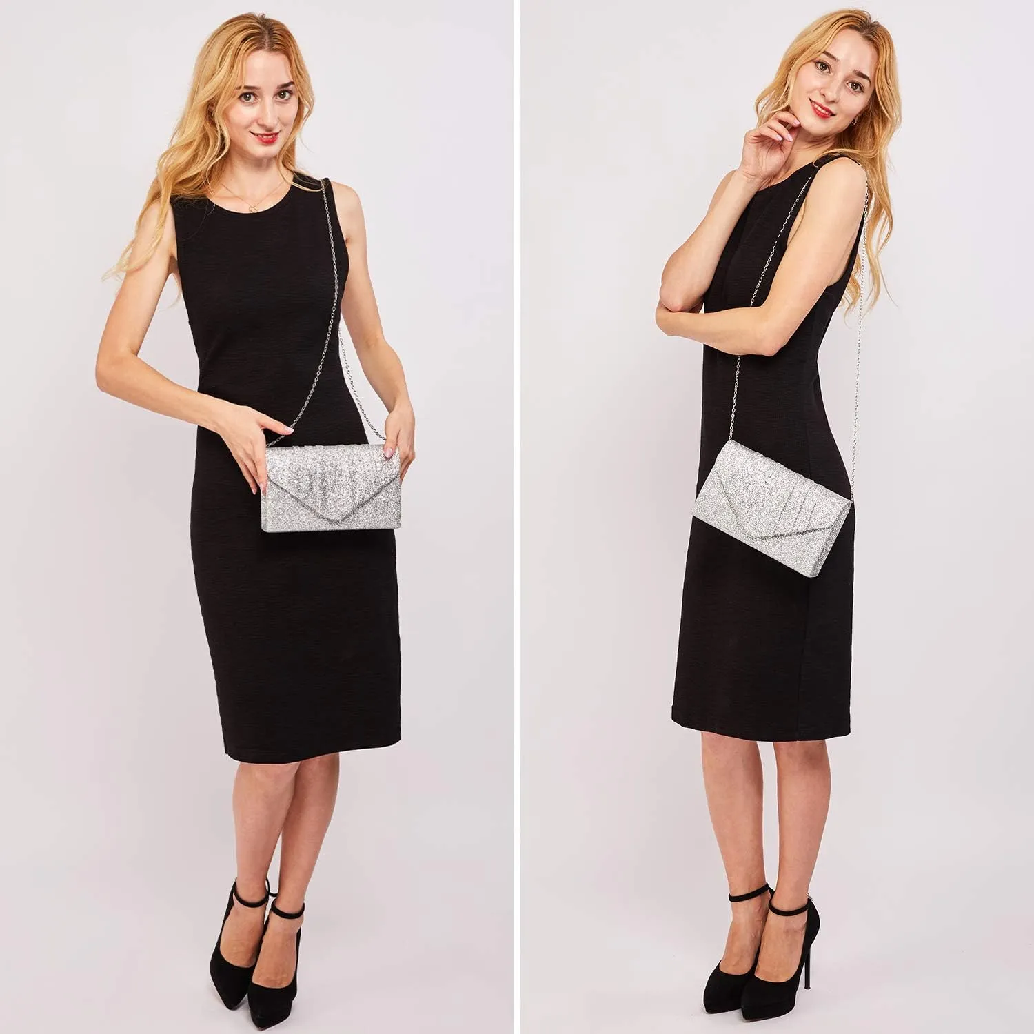 Dasein Women's Evening Bag Pleated Envelope Clutch Handbag Wedding Party Bridal Purse