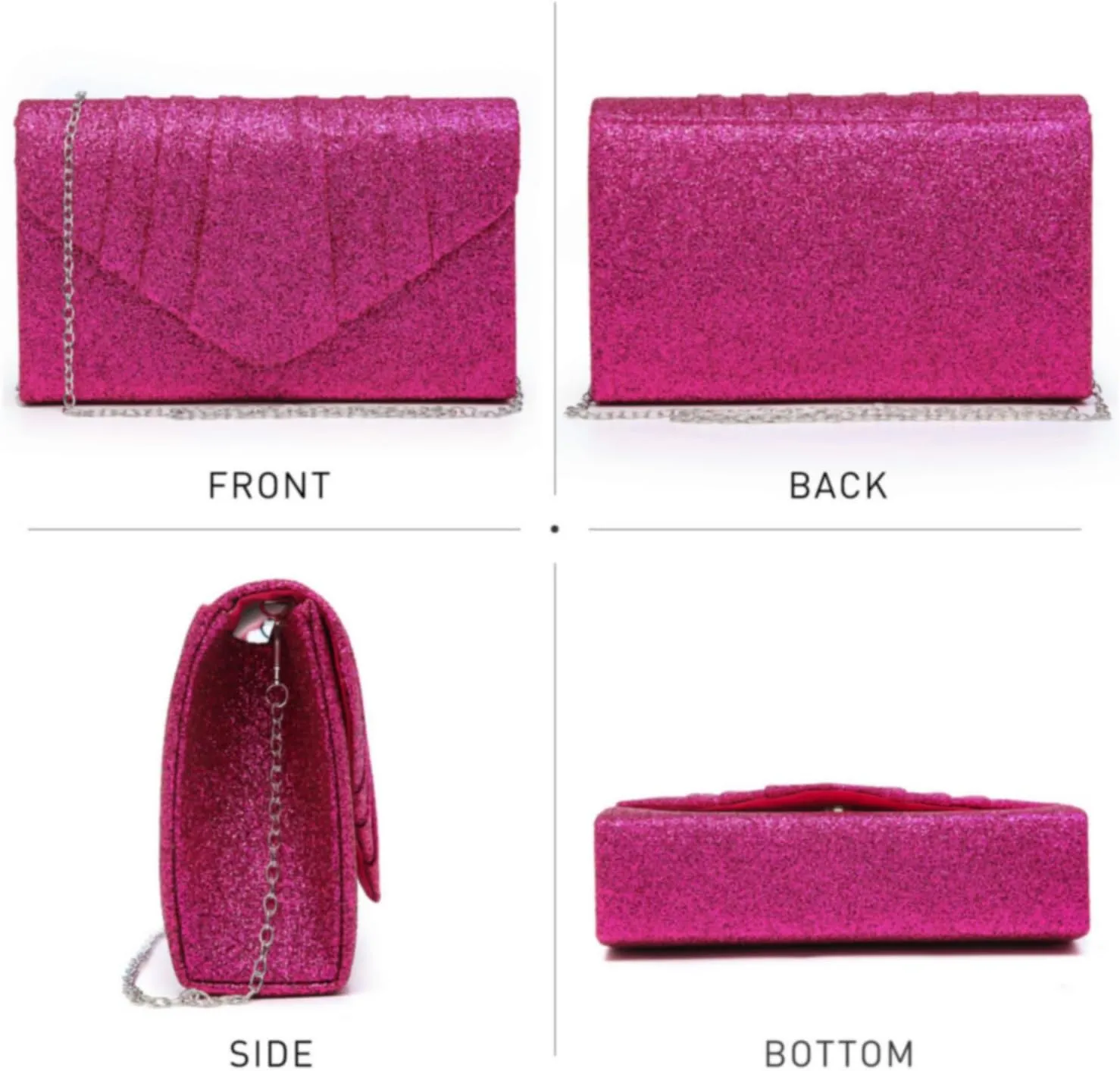 Dasein Women's Evening Bag Pleated Envelope Clutch Handbag Wedding Party Bridal Purse
