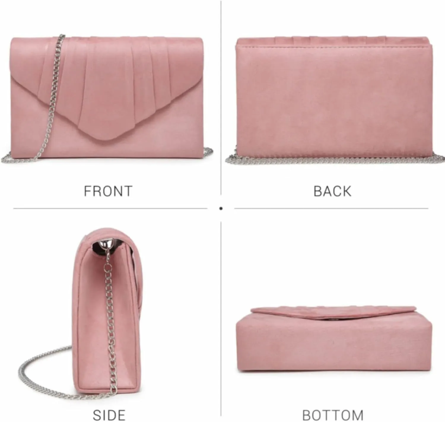 Dasein Women's Evening Bag Pleated Envelope Clutch Handbag Wedding Party Bridal Purse
