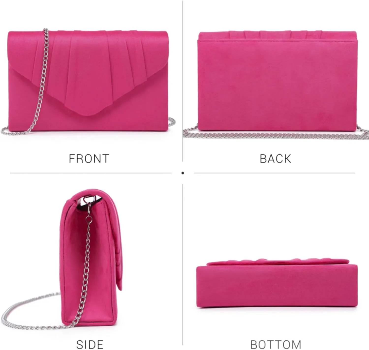 Dasein Women's Evening Bag Pleated Envelope Clutch Handbag Wedding Party Bridal Purse