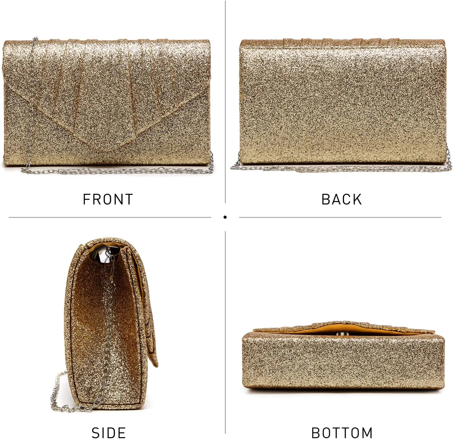 Dasein Women's Evening Bag Pleated Envelope Clutch Handbag Wedding Party Bridal Purse