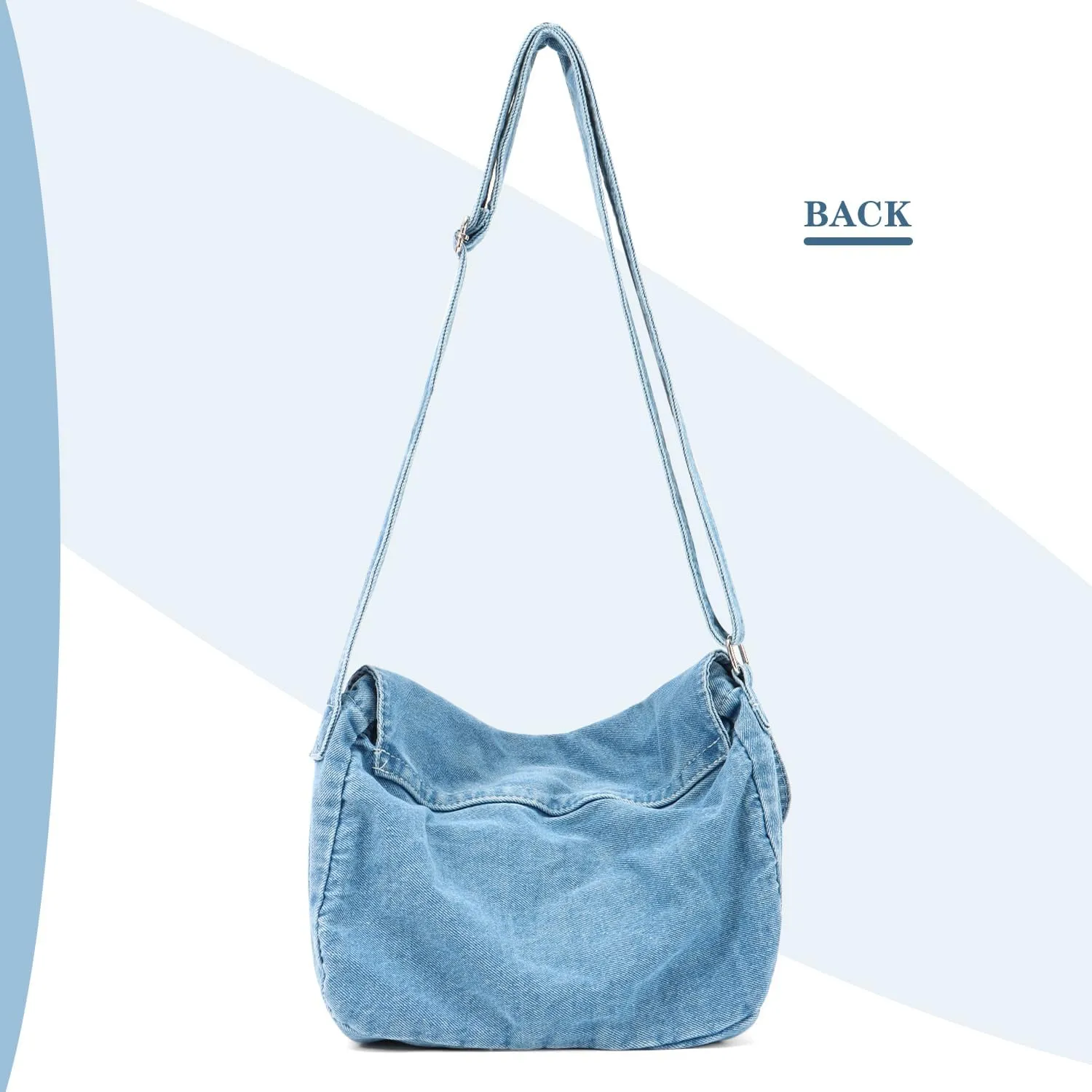 Denim Bag Casual Tote Bag Aesthetic Canvas Messenger Bag Lightweight Crossbody for Women and Men