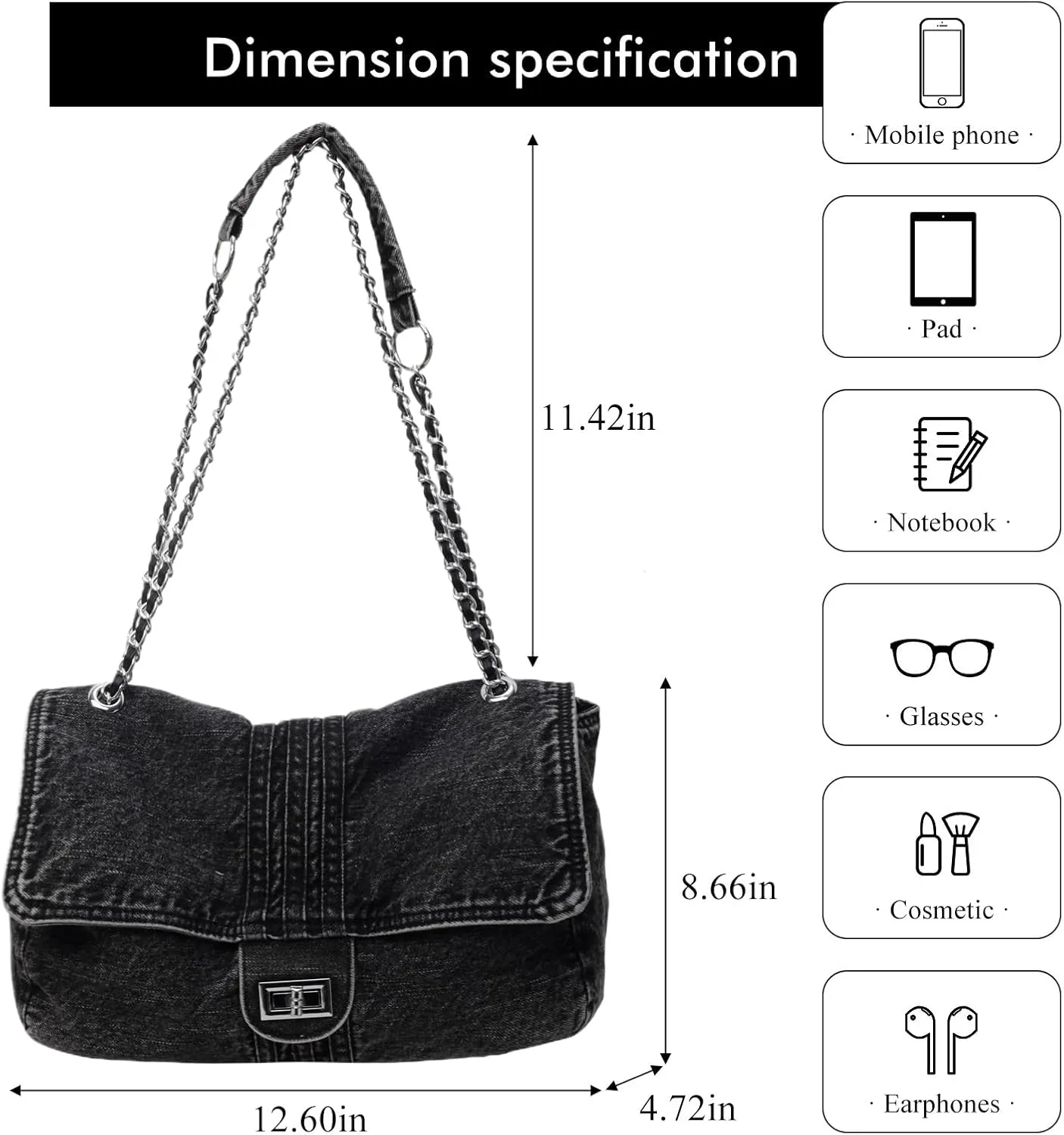 Denim Crossbody Bag Jean Purses for Women Denim Handbags Clutch Purse Shoulder Bags