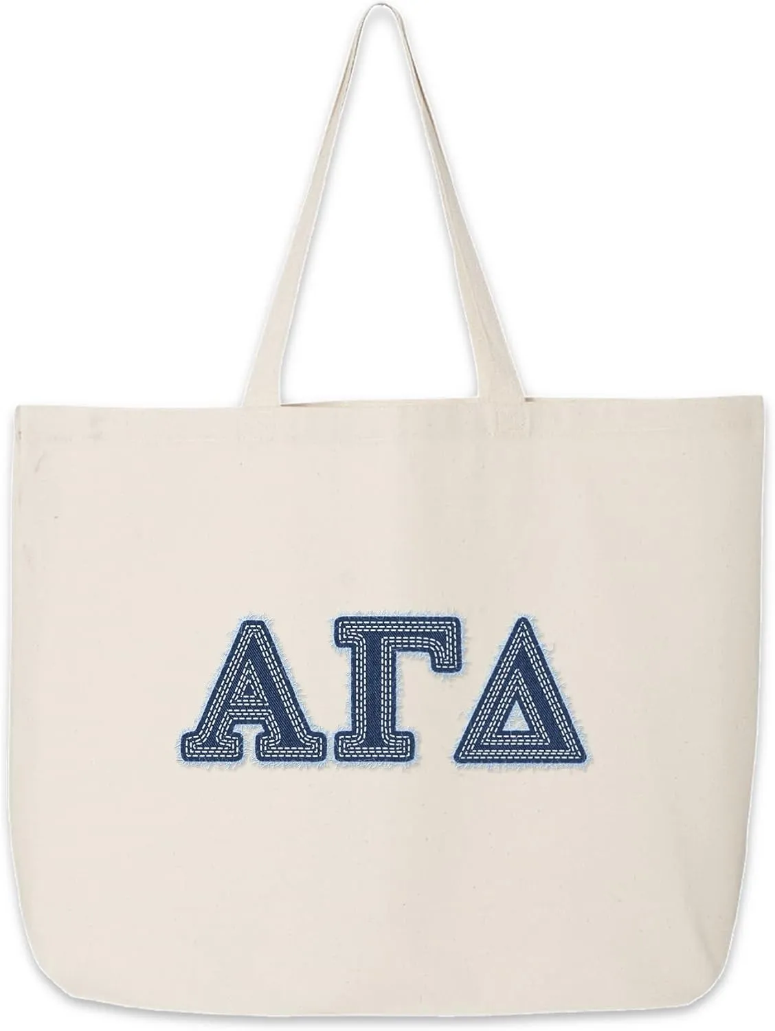 Denim Letters Sorority Tote Bag - Canvas Tote - Big Little Gifts, Bid Day, Recruitment, and Everyday Campus Use