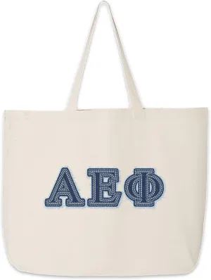 Denim Letters Sorority Tote Bag - Canvas Tote - Big Little Gifts, Bid Day, Recruitment, and Everyday Campus Use