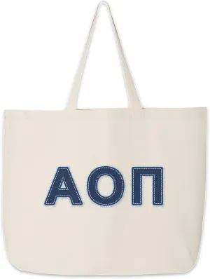 Denim Letters Sorority Tote Bag - Canvas Tote - Big Little Gifts, Bid Day, Recruitment, and Everyday Campus Use