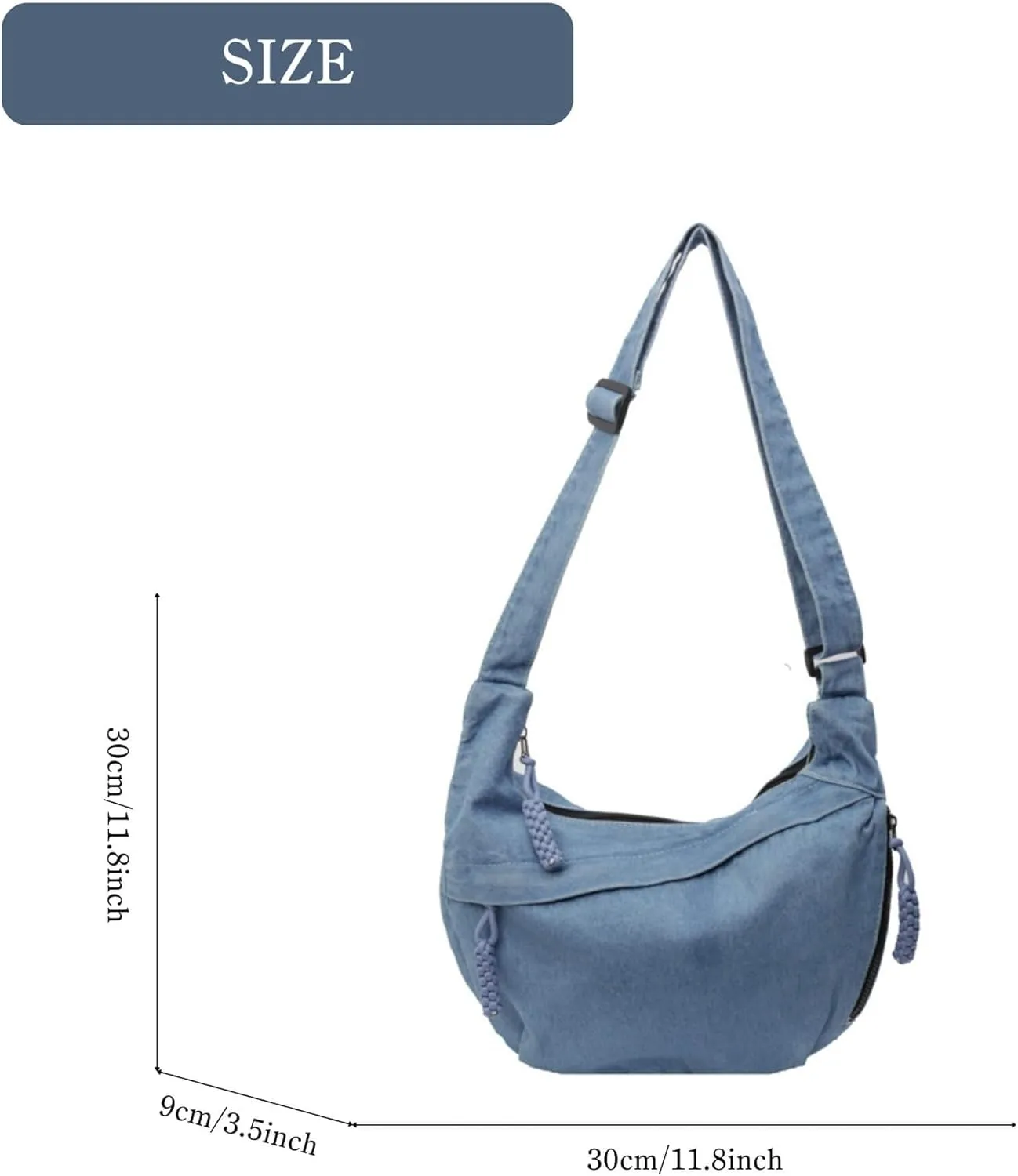 Denim Messenger Bag, Jean Crossbody Bag for Women Men